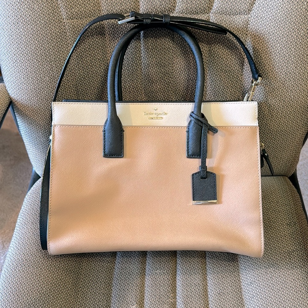 Kate Spade ‘Staci’ Large Satchel. Camel and black block color.